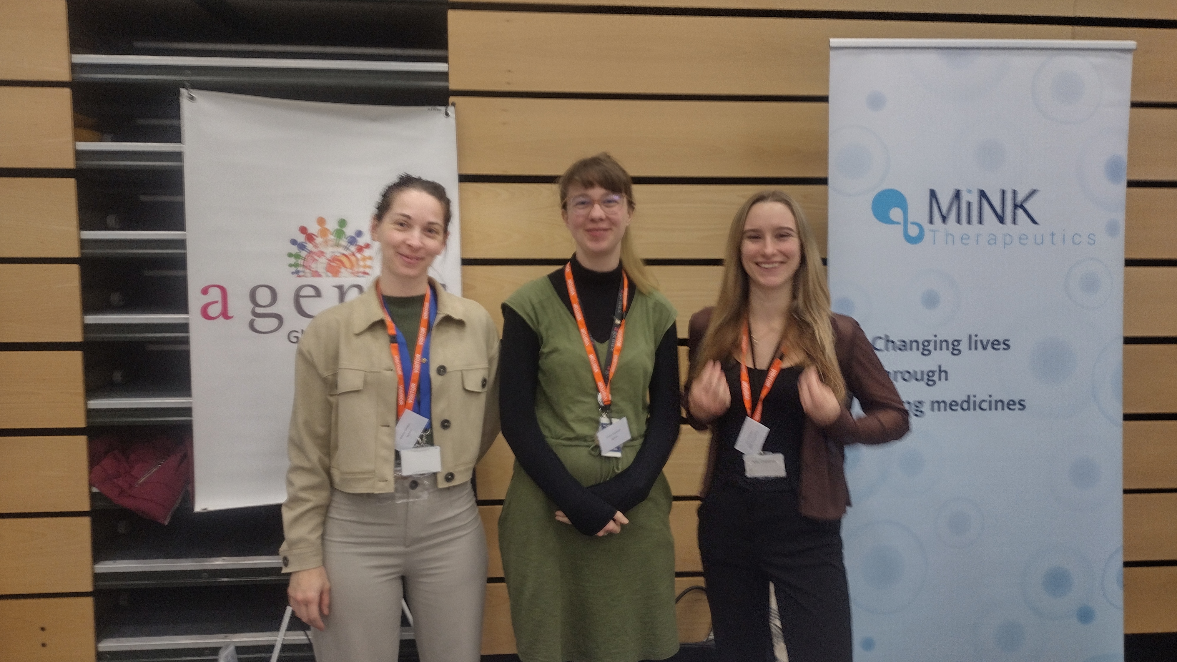 The Agenus/MiNK Therapeutics team who attended the event: Andrea Kovacs Senior Research Associate, Emma Carpenter Associate Scientist and Amy Chalmers Senior Research Associate